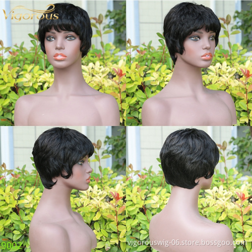 Wave black cheap wholesale short glueless private label inch bob pixie cut brazilian 100% raw human hair wig black women